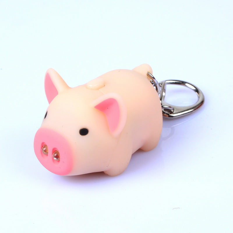 Caricatura al por mayor Cartoon Piggy LED e iluminación de llavero